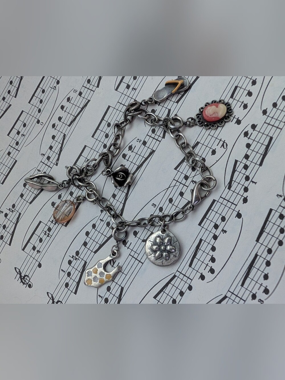 Silver-Tone Charm Bracelet in Silver Beach Themed  American Eagle